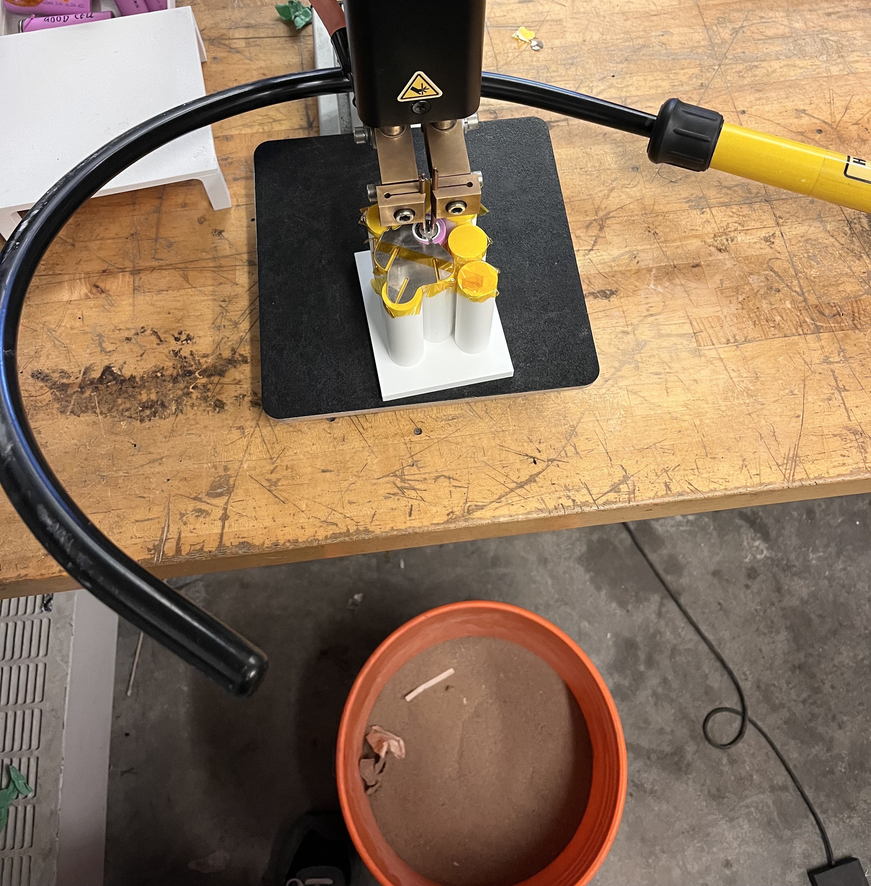 Spot welding test setup overview